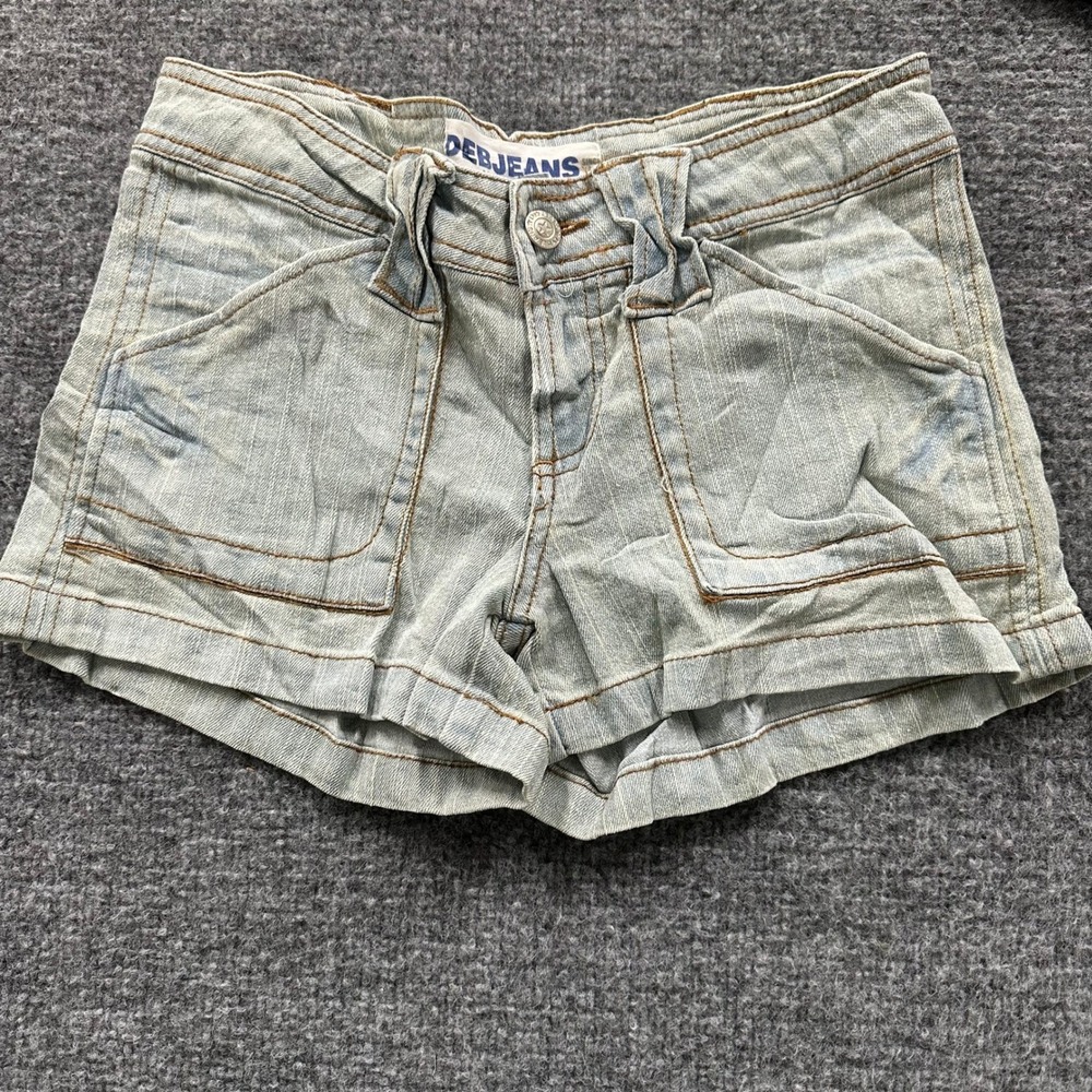 Deb Jeans Shorts Womens Size 3 Light Wash Denim Low Rise Mini Contrast Stitching